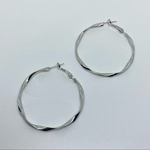 Silver Twist Hoop Earrings